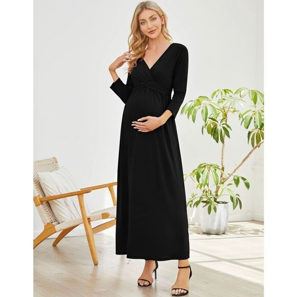 NEW Coolmee Maternity Dress V-Neck M 3/4 Sleeve M - Picture 3 of 6